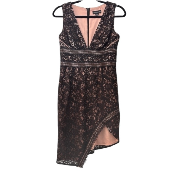 Stylestalker Women’s Medium Black Lace Marjella Asymmetric Deep Dress - Picture 2 of 8